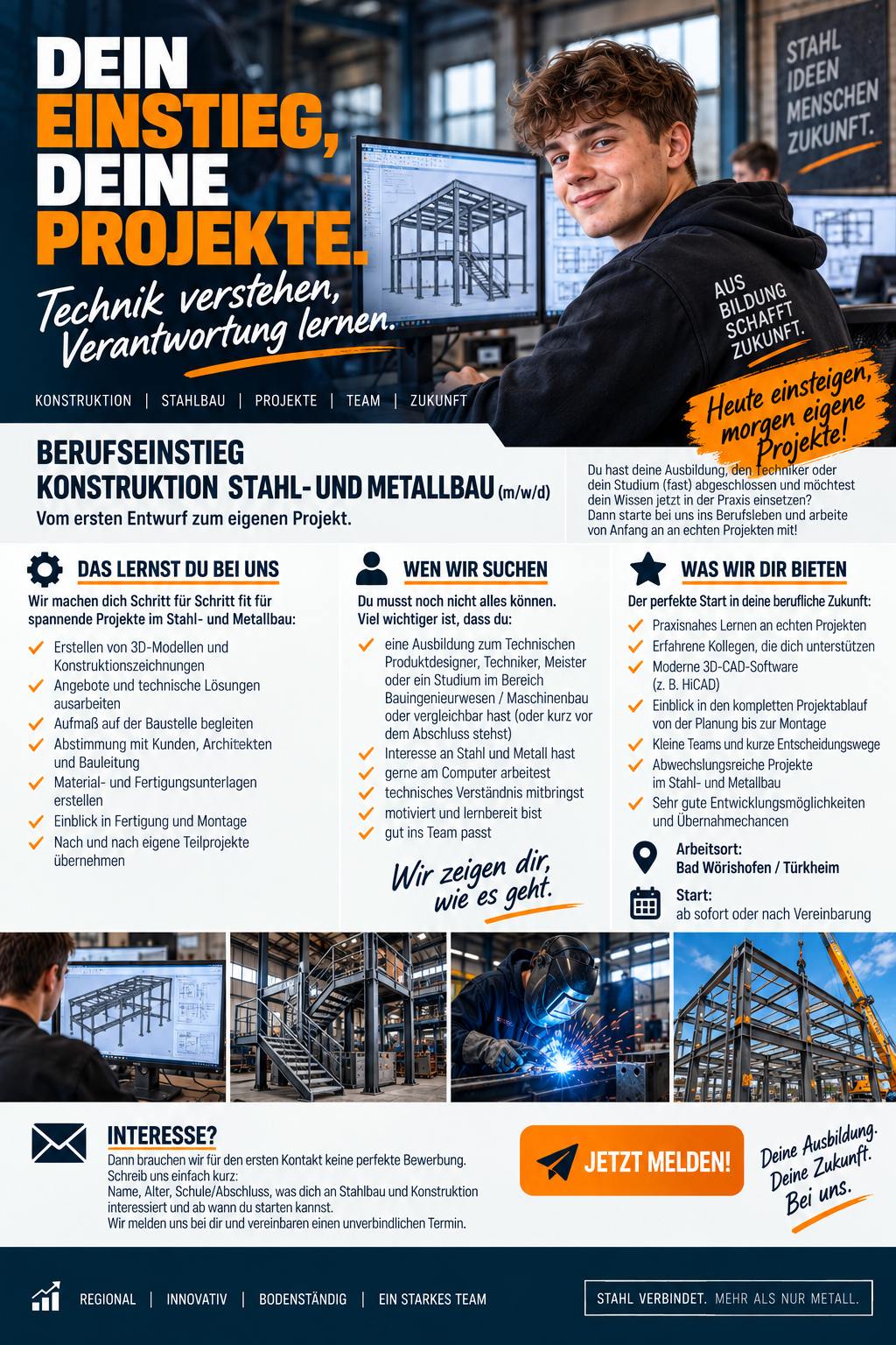 Stellenausschreibung: Berufseinstieg Konstruktion Stahl- und Metallbau (m/w/d)